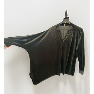 Ursime Boho Women's Velvet Asymmetrical Lagenlook Goth‎ Top Large Whimsygoth